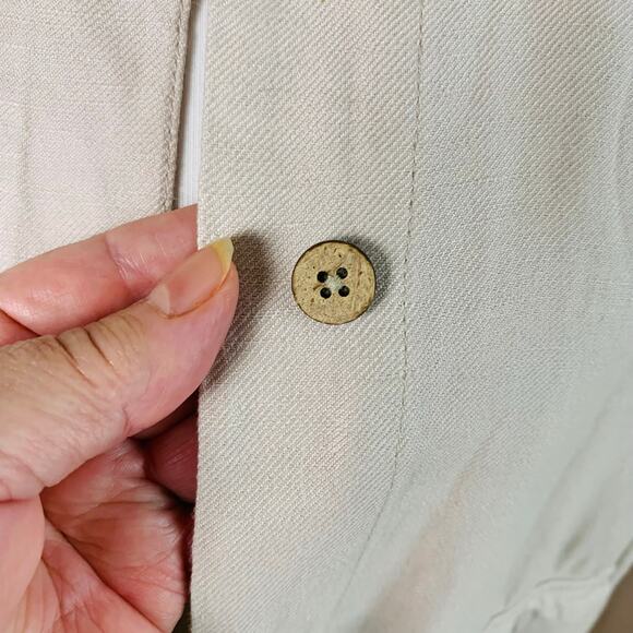 J. Jill Size M Petite Women's Linen Jacket Beige Button Front Lightweight - Picture 5 of 11